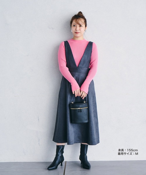 VIS（ビス）の「【洗える】ベロアタッチフレアジャンパースカート【sustainable】（ジャンパースカート・レディース・チャコールグレー/グリーン/ワイン・M/S）」の6枚目の写真