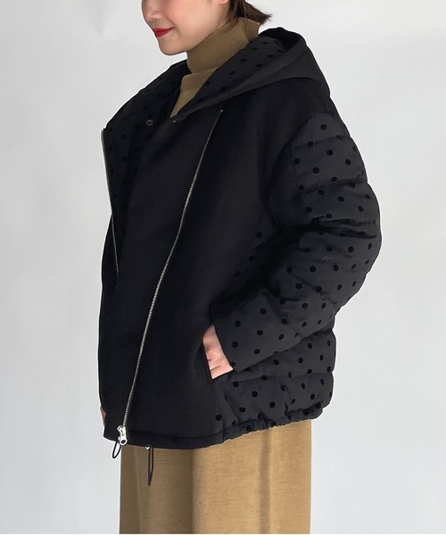 PICCIN(ピッチン)の「フロッキードットダウンジャケット(ダウンジャケット/コート・レディース・ブラック・S/M)」の3枚目の写真