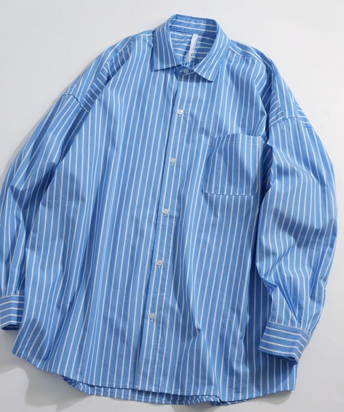 Ritzy（リッツィー）の「綿ブロード レギュラーカラーLSシャツ（シャツ/ブラウス・メンズ・ブラック/イエロー/サックスブルー/ホワイト/サックスブルー系/グレイッシュベージュ/ホワイト系その他/グリーン/ラベンダー/ブラック系その他/グリーン系その他・X-LARGE/MEDIUM/LARGE）」の9枚目の写真