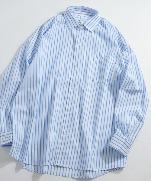 Ritzy（リッツィー）の「綿ブロード レギュラーカラーLSシャツ（シャツ/ブラウス・メンズ・ブラック/イエロー/サックスブルー/ホワイト/サックスブルー系/グレイッシュベージュ/ホワイト系その他/グリーン/ラベンダー/ブラック系その他/グリーン系その他・X-LARGE/MEDIUM/LARGE）」の3枚目の写真