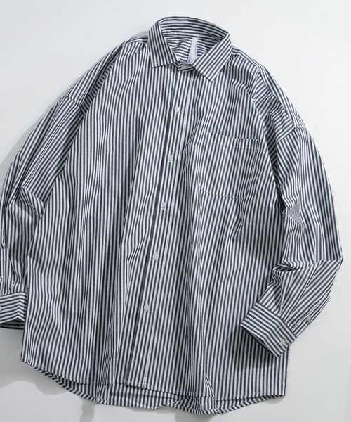 Ritzy（リッツィー）の「綿ブロード レギュラーカラーLSシャツ（シャツ/ブラウス・メンズ・ブラック/イエロー/サックスブルー/ホワイト/サックスブルー系/グレイッシュベージュ/ホワイト系その他/グリーン/ラベンダー/ブラック系その他/グリーン系その他・X-LARGE/MEDIUM/LARGE）」の4枚目の写真