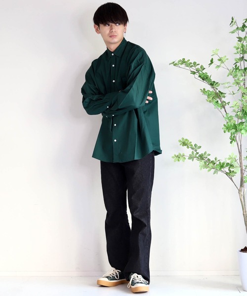 Ritzy（リッツィー）の「綿ブロード レギュラーカラーLSシャツ（シャツ/ブラウス・メンズ・ブラック/イエロー/サックスブルー/ホワイト/サックスブルー系/グレイッシュベージュ/ホワイト系その他/グリーン/ラベンダー/ブラック系その他/グリーン系その他・X-LARGE/MEDIUM/LARGE）」の14枚目の写真