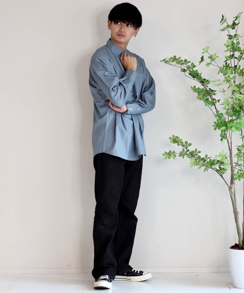 Ritzy（リッツィー）の「綿ブロード レギュラーカラーLSシャツ（シャツ/ブラウス・メンズ・ブラック/イエロー/サックスブルー/ホワイト/サックスブルー系/グレイッシュベージュ/ホワイト系その他/グリーン/ラベンダー/ブラック系その他/グリーン系その他・X-LARGE/MEDIUM/LARGE）」の12枚目の写真