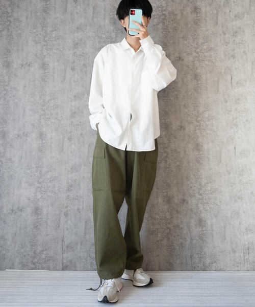 Ritzy（リッツィー）の「綿ブロード レギュラーカラーLSシャツ（シャツ/ブラウス・メンズ・ブラック/イエロー/サックスブルー/ホワイト/サックスブルー系/グレイッシュベージュ/ホワイト系その他/グリーン/ラベンダー/ブラック系その他/グリーン系その他・X-LARGE/MEDIUM/LARGE）」の16枚目の写真