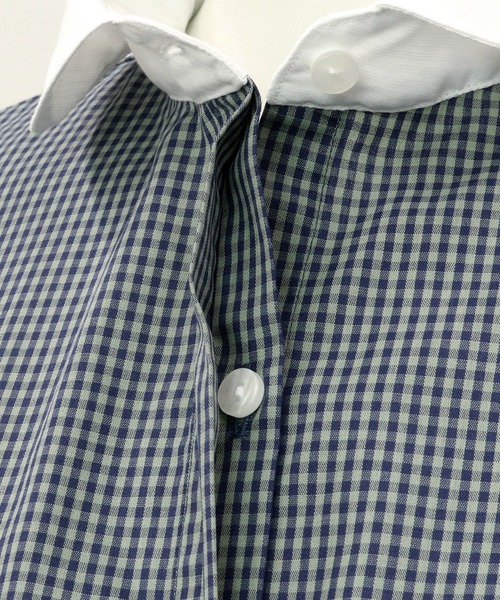 TOKYO SHIRTS(トウキョウシャツ)の「形態安定ノーアイロン ラウンド衿 長袖ビジネスワイシャツ(ビジネスシャツ・レディース・ダークネイビー・S/M/L/LL)」の5枚目の写真