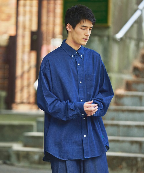 FIDELITY(フィデリティ)の「BUTTON DOWN BIG SHIRT / ボタンダウン ビッグシャツ(シャツ/ブラウス・メンズ・ネイビー/オフホワイト/ブルー系その他/ミント・LARGE/MEDIUM)」の1枚目の写真