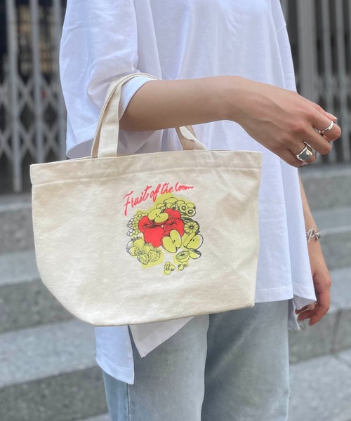 ONE DAY KMC (ワンデイケーエムシー)の「FRUIT OF THE LOOM/ FFGS SOUVENIR MINI TOTE BAG A / 70076200(トートバッグ・レディース・グリーン/マスタード/ネイビー/ブルー/パープル/ミント/レッド系その他・ONESIZE)」の3枚目の写真