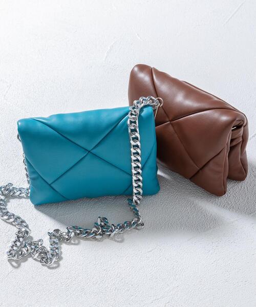 BEAUTY&YOUTH UNITED ARROWS（ビューティーアンドユースユナイテッドアローズ）の「プク スクエアフラップ ショルダーバッグ -2WAY-（ショルダーバッグ・レディース・ダークブラウン/ターコイズブルー・FREE）」の11枚目の写真