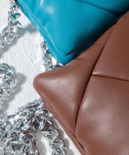 BEAUTY&YOUTH UNITED ARROWS（ビューティーアンドユースユナイテッドアローズ）の「プク スクエアフラップ ショルダーバッグ -2WAY-（ショルダーバッグ・レディース・ダークブラウン/ターコイズブルー・FREE）」の6枚目の写真