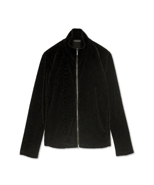 未使用に近いトルネードマート黒 パイソン柄 フロッキースタンドカーディガン セール】TORNADO MART∴パイソンフロッキースタンドカーディガン