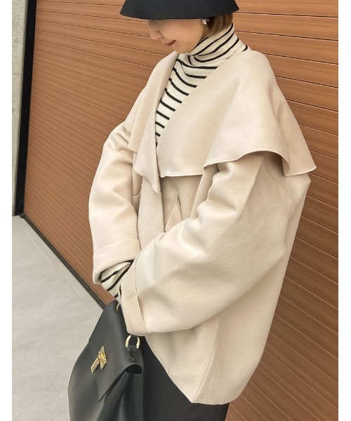 [神山まりあさん着用][2022A/WCOLLECTION]ビッグカラーウールライクミドル丈コート