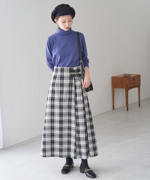 ROPE' PICNIC（ロペピクニック）の「【WEB限定】着丈が選べる/チェックキルトロングスカート/リンクコーデ（スカート・レディース・ホワイト系その他/ベージュ系その他/グリーン系その他/ブルー系その他・38）」の10枚目の写真