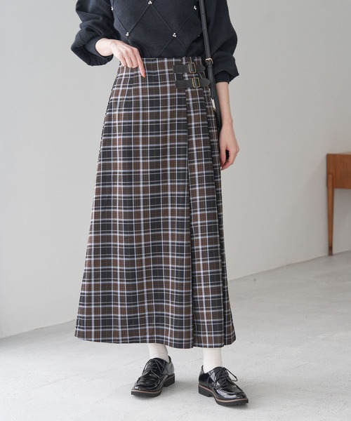 ROPE' PICNIC（ロペピクニック）の「【WEB限定】着丈が選べる/チェックキルトロングスカート/リンクコーデ（スカート・レディース・ホワイト系その他/ベージュ系その他/グリーン系その他/ブルー系その他・38）」の22枚目の写真