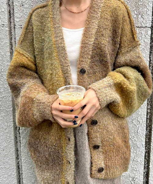 ニット グラデーション オーバーサイズカーディガン レディース ニット セーター グラデーション オーバーサイズカーディガン レディース