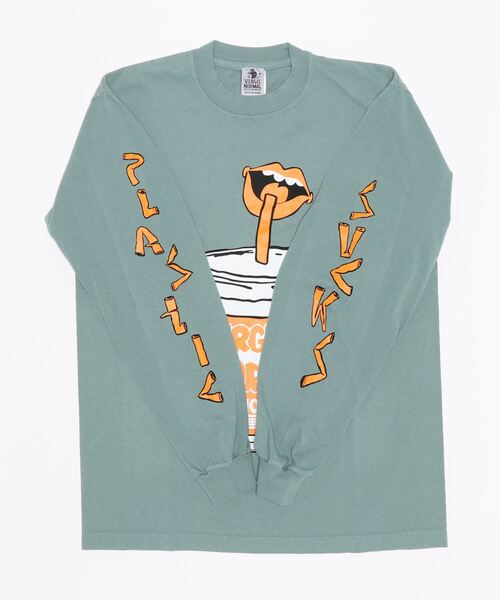 VIRGIL NORMAL（ヴァージルノーマル）の「VIRGIL NORMAL | プリント長袖Tシャツ PLASTIC SUCKS（Tシャツ/カットソー・レディース・ブルー系その他・LARGE/MEDIUM）」の3枚目の写真