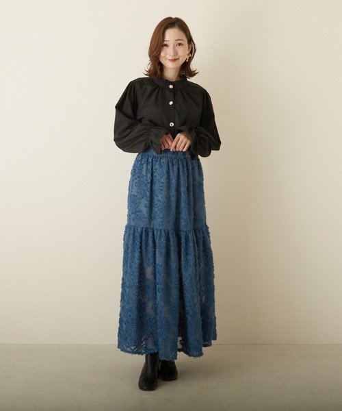 PAPAVER（パパヴェル）の「【papaver】ロングワンティアードSK（スカート・レディース・アイボリー/ブルー系その他/ブラック/カーキ・MEDIUM）」の4枚目の写真