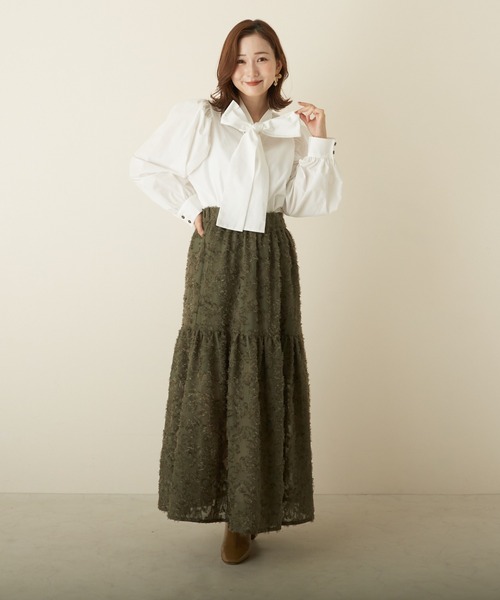 PAPAVER（パパヴェル）の「【papaver】ロングワンティアードSK（スカート・レディース・アイボリー/ブルー系その他/ブラック/カーキ・MEDIUM）」の3枚目の写真