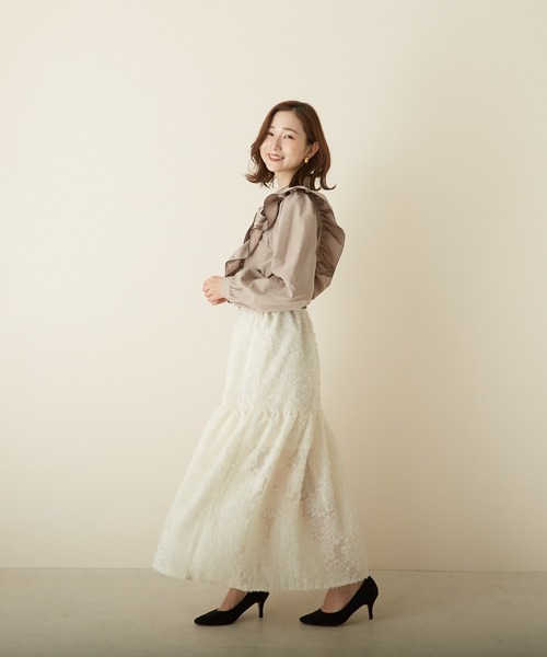 PAPAVER（パパヴェル）の「【papaver】ロングワンティアードSK（スカート・レディース・アイボリー/ブルー系その他/ブラック/カーキ・MEDIUM）」の13枚目の写真