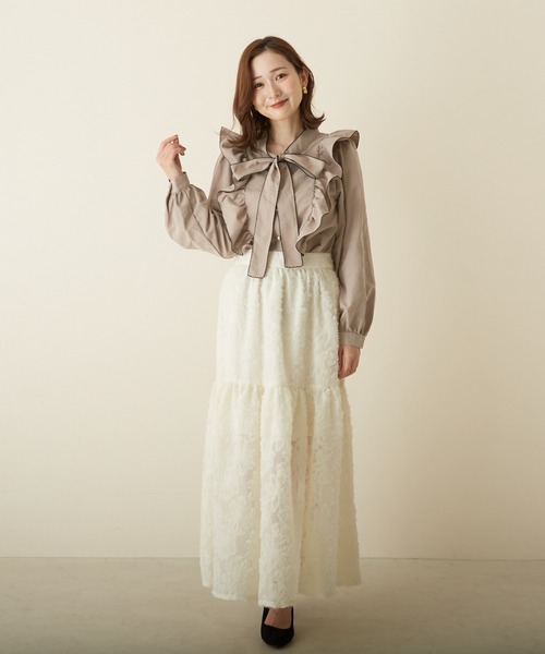 PAPAVER（パパヴェル）の「【papaver】ロングワンティアードSK（スカート・レディース・アイボリー/ブルー系その他/ブラック/カーキ・MEDIUM）」の17枚目の写真