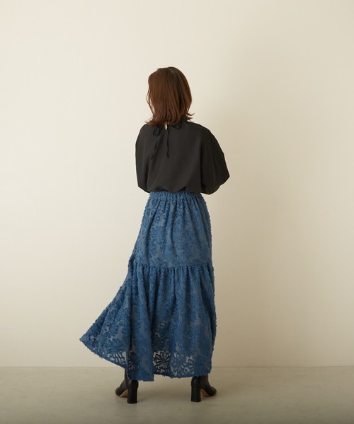 PAPAVER（パパヴェル）の「【papaver】ロングワンティアードSK（スカート・レディース・アイボリー/ブルー系その他/ブラック/カーキ・MEDIUM）」の5枚目の写真