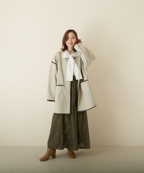 PAPAVER（パパヴェル）の「【papaver】ロングワンティアードSK（スカート・レディース・アイボリー/ブルー系その他/ブラック/カーキ・MEDIUM）」の11枚目の写真