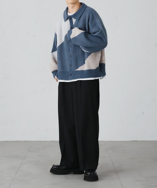 epnok（エプノック）の「アシンメトリールーズニットシャツ（カーディガン/ボレロ・メンズ・ブルー系その他/ブラック/チャコールグレー・SMALL/LARGE/MEDIUM）」の14枚目の写真