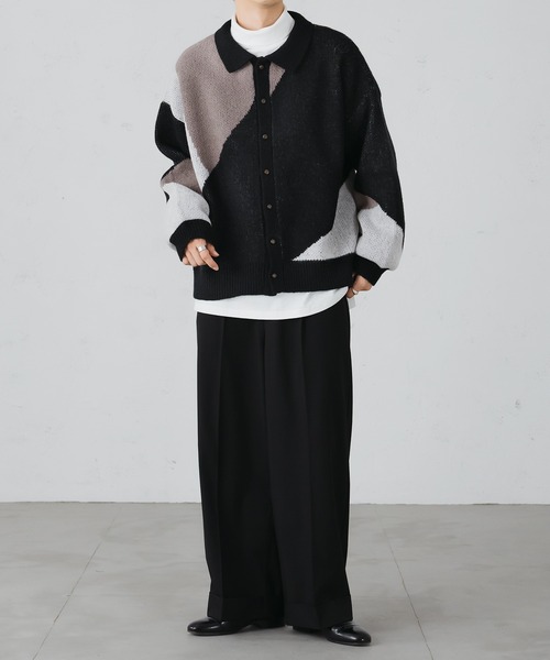 epnok（エプノック）の「アシンメトリールーズニットシャツ（カーディガン/ボレロ・メンズ・ブルー系その他/ブラック/チャコールグレー・SMALL/LARGE/MEDIUM）」の17枚目の写真