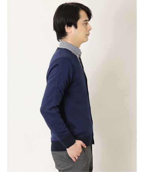 Alexander Julian(アレキサンダージュリアン)の「アレキサンダージュリアンメンズ/ALEXANDER JULIAN:MEN ウォッシャブル ウール混バーズアイ ニットカーディガン(カーディガン/ボレロ・メンズ・ネイビー/ブラック・MEDIUM/LARGE/X-LARGE)」の12枚目の写真