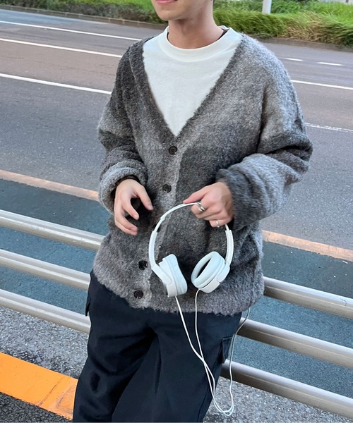 sedacle（セダクル）の「グラデーションニットカーディガン（カーディガン/ボレロ・メンズ・ブラック系/グリーン系/パープル系・FREE）」の7枚目の写真