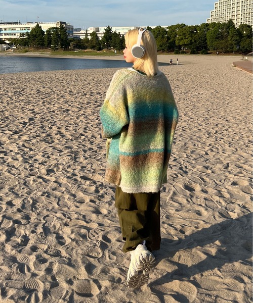 sedacle（セダクル）の「グラデーションニットカーディガン（カーディガン/ボレロ・メンズ・ブラック系/グリーン系/パープル系・FREE）」の18枚目の写真