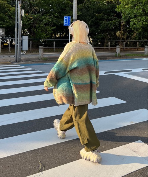 sedacle（セダクル）の「グラデーションニットカーディガン（カーディガン/ボレロ・メンズ・ブラック系/グリーン系/パープル系・FREE）」の12枚目の写真