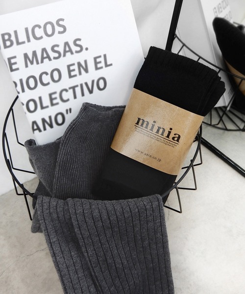 minia（ミニア）の「リブニーハイソックス（ソックス/靴下・レディース・ブラック/グレー・FREE）」の12枚目の写真