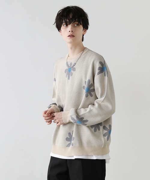 Buyer's Select/ビックシルエットフラワー柄ダブルジャガードクルーニット（ニット/セーター）｜ASTRONOMY（アストロノミー）
