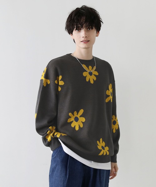 Buyer's Select/ビックシルエットフラワー柄ダブルジャガードクルーニット（ニット/セーター）｜ASTRONOMY（アストロノミー）