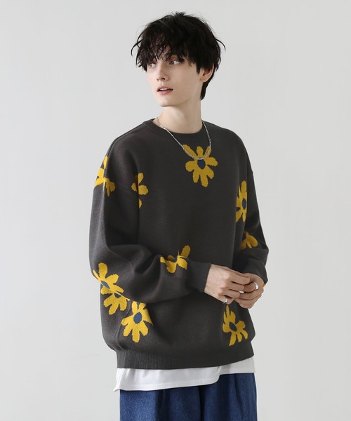 Buyer's Select/ビックシルエットフラワー柄ダブルジャガードクルーニット（ニット/セーター）｜ASTRONOMY（アストロノミー）