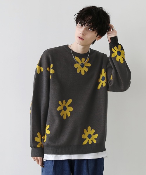 Buyer's Select/ビックシルエットフラワー柄ダブルジャガードクルーニット（ニット/セーター）｜ASTRONOMY（アストロノミー）