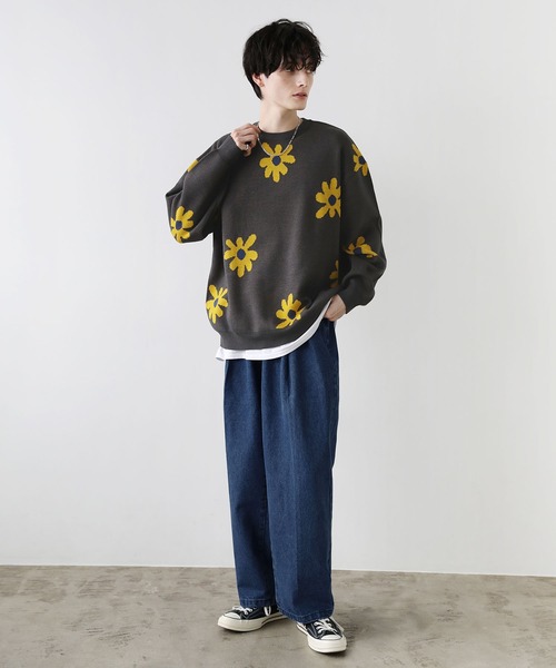 Buyer's Select/ビックシルエットフラワー柄ダブルジャガードクルーニット（ニット/セーター）｜ASTRONOMY（アストロノミー）