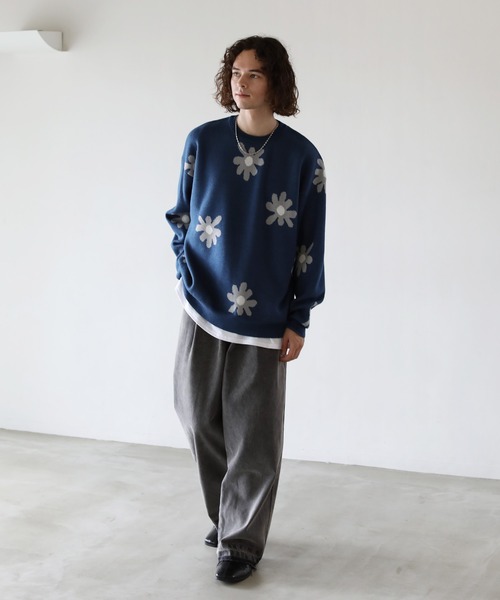 Buyer's Select/ビックシルエットフラワー柄ダブルジャガードクルーニット（ニット/セーター）｜ASTRONOMY（アストロノミー）