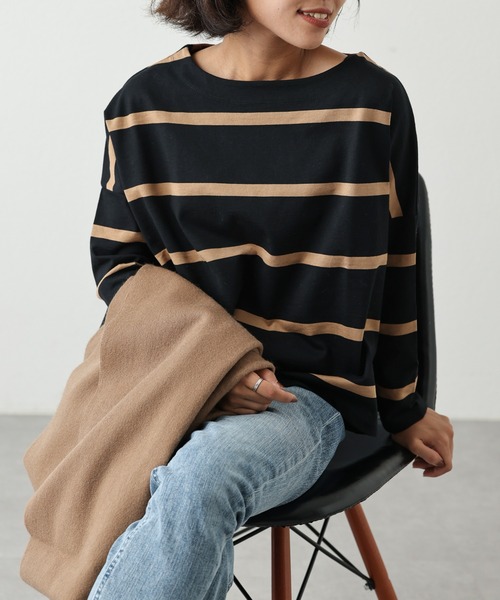 OUVRAGE CLASSE（ウヴラージュクラス）の「デラベボーダープルオーバー（Tシャツ/カットソー・レディース・ホワイト/ブラウン/ブラック・FREE）」の3枚目の写真