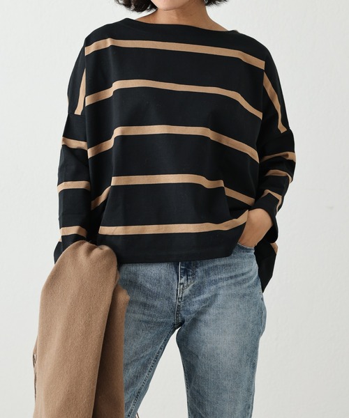 OUVRAGE CLASSE（ウヴラージュクラス）の「デラベボーダープルオーバー（Tシャツ/カットソー・レディース・ホワイト/ブラウン/ブラック・FREE）」の4枚目の写真