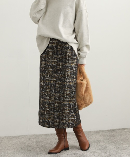 URBAN RESEARCH DOORS（アーバンリサーチドアーズ）の「ジャガードストレートスカート（スカート・レディース・マスタード/ブルー・SMALL/MEDIUM）」の4枚目の写真