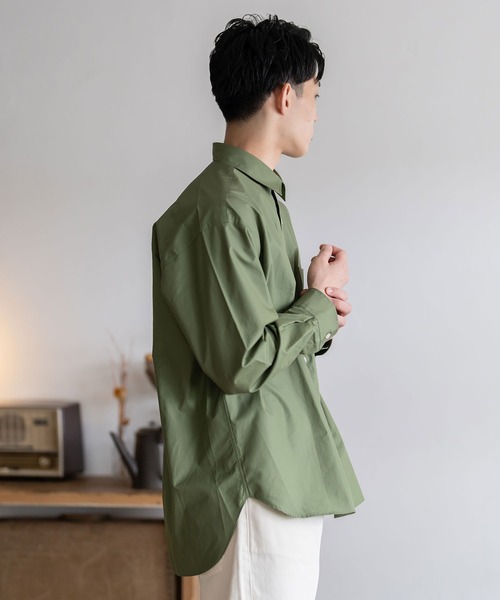 BRICK & SONS(ブリックアンドサンズ)の「リラックスバックプリーツシャツ<カーキグリーン>(シャツ/ブラウス・メンズ・カーキ・LL/S/M/L/XS)」の8枚目の写真