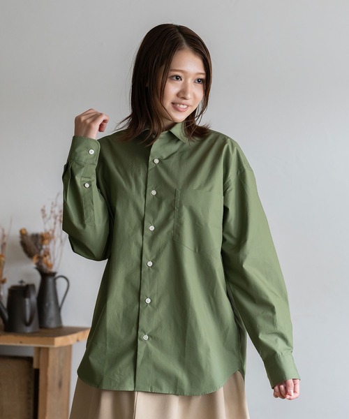 BRICK & SONS(ブリックアンドサンズ)の「リラックスバックプリーツシャツ<カーキグリーン>(シャツ/ブラウス・メンズ・カーキ・LL/S/M/L/XS)」の5枚目の写真