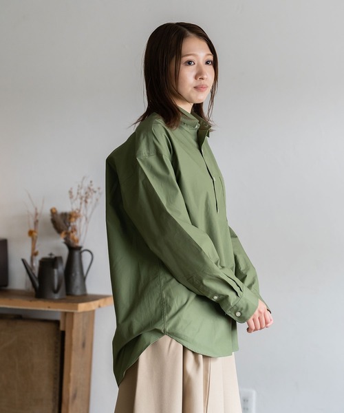 BRICK & SONS(ブリックアンドサンズ)の「リラックスバックプリーツシャツ<カーキグリーン>(シャツ/ブラウス・メンズ・カーキ・LL/S/M/L/XS)」の12枚目の写真