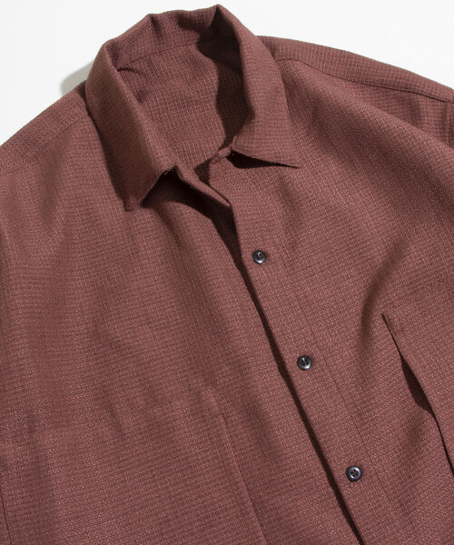 GLOSTER（グロスター）の「【GLOSTER/グロスター】パナマツイードミリタリービッグシャツ ドロップショルダー（シャツ/ブラウス・メンズ・キナリ/ブラウン/ブラック・S/M/L）」の8枚目の写真