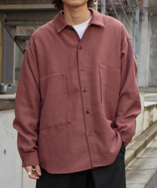 GLOSTER（グロスター）の「【GLOSTER/グロスター】パナマツイードミリタリービッグシャツ ドロップショルダー（シャツ/ブラウス・メンズ・キナリ/ブラウン/ブラック・S/M/L）」の12枚目の写真