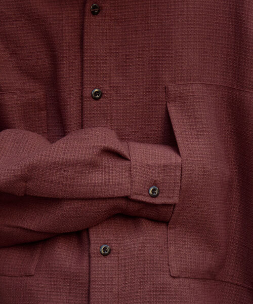 GLOSTER（グロスター）の「【GLOSTER/グロスター】パナマツイードミリタリービッグシャツ ドロップショルダー（シャツ/ブラウス・メンズ・キナリ/ブラウン/ブラック・S/M/L）」の9枚目の写真