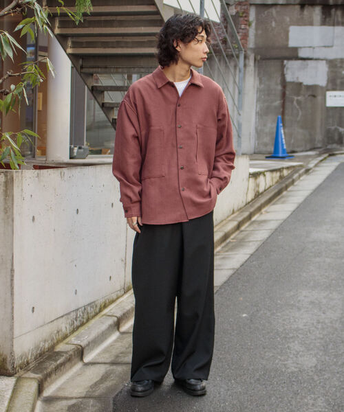 GLOSTER（グロスター）の「【GLOSTER/グロスター】パナマツイードミリタリービッグシャツ ドロップショルダー（シャツ/ブラウス・メンズ・キナリ/ブラウン/ブラック・S/M/L）」の16枚目の写真