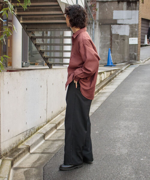 GLOSTER（グロスター）の「【GLOSTER/グロスター】パナマツイードミリタリービッグシャツ ドロップショルダー（シャツ/ブラウス・メンズ・キナリ/ブラウン/ブラック・S/M/L）」の13枚目の写真