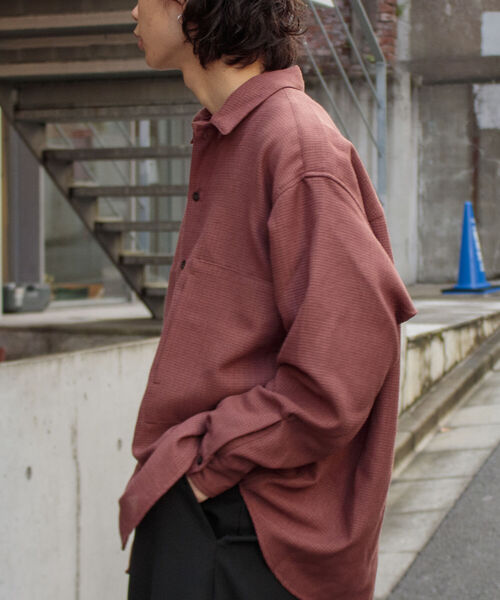 GLOSTER（グロスター）の「【GLOSTER/グロスター】パナマツイードミリタリービッグシャツ ドロップショルダー（シャツ/ブラウス・メンズ・キナリ/ブラウン/ブラック・S/M/L）」の20枚目の写真